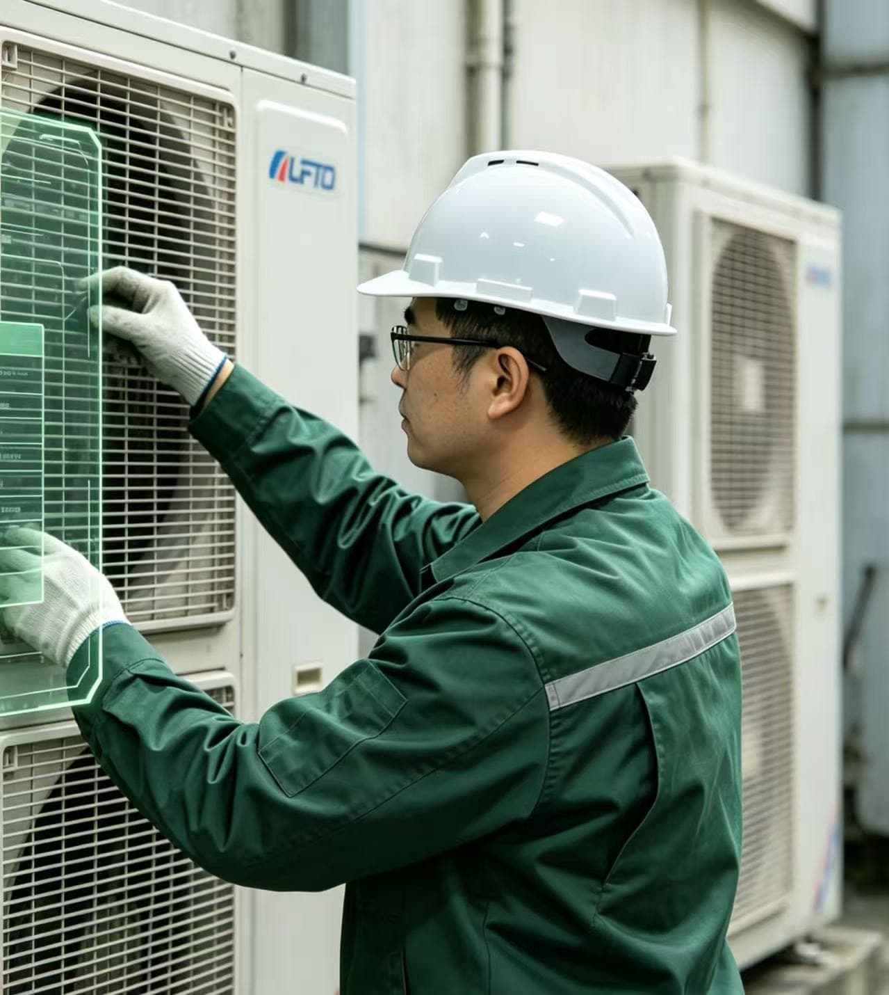 技师检修空调外机